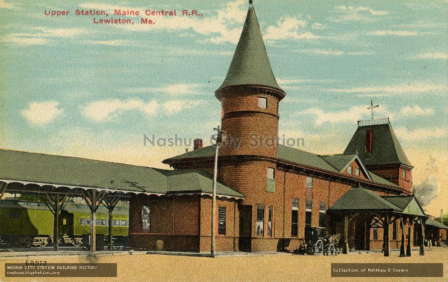 Postcard: Upper Station, Maine Central Railroad, Lewiston, Maine